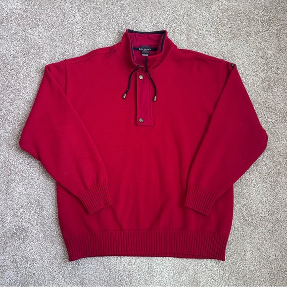 Paul & Shark Other - Paul & Shark Yachting Bretagne Red 100% Wool Quarter Zip Sweater Italy Mens XL